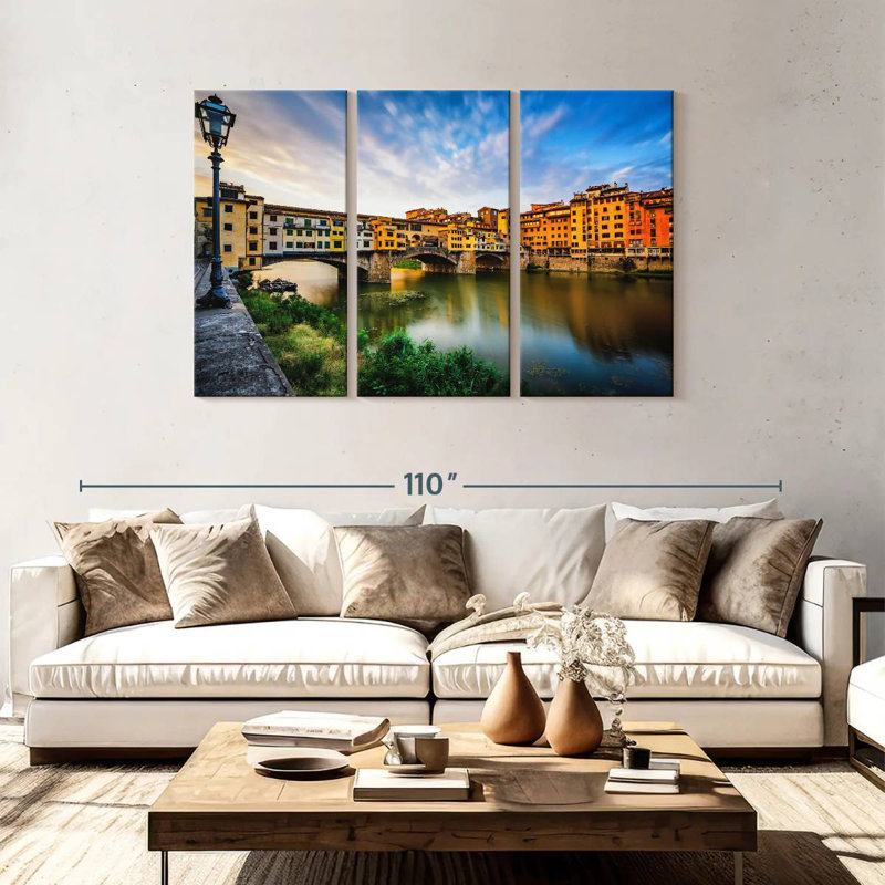 Ponte Vecchio, paysage fluvial, H 48 po x l 74 po