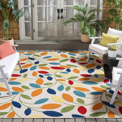 Tapis d'intérieur / extérieur à motif floral Elliyana