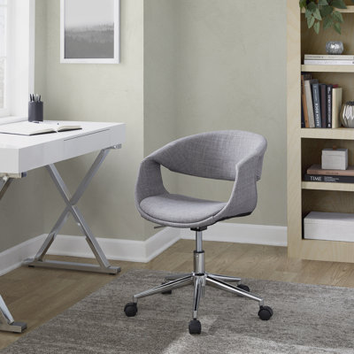 Chaise de travail en métal chromé et tissu gris