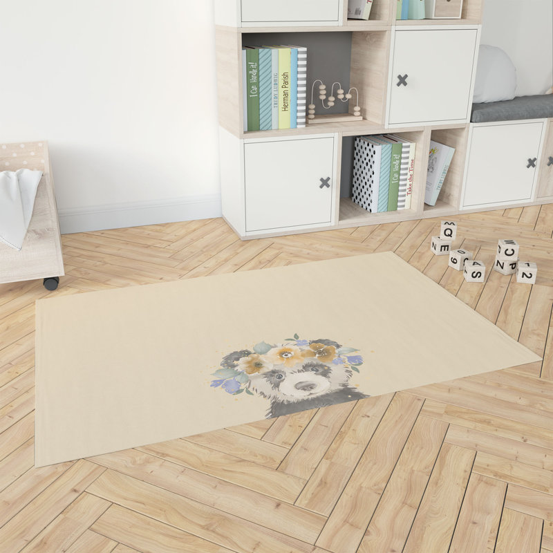Panda Kids Play Mat, Rectangle 4' x 6', Yellow