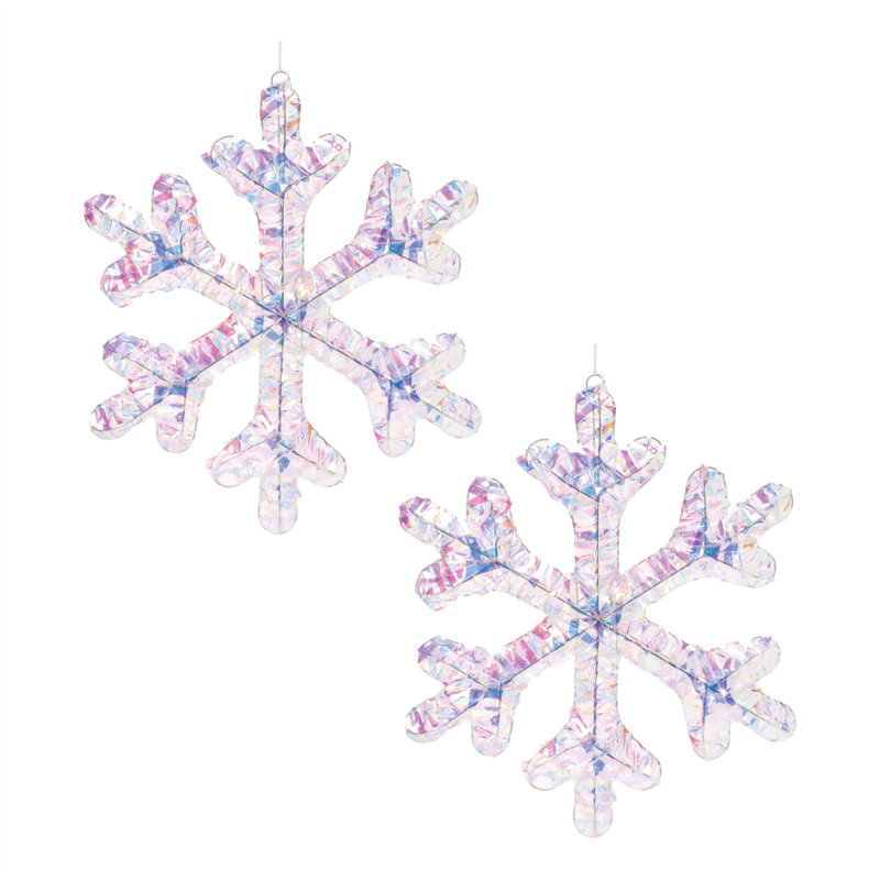 Ensemble de deux décorations de Noël flocon de neige illuminées à DEL blanches