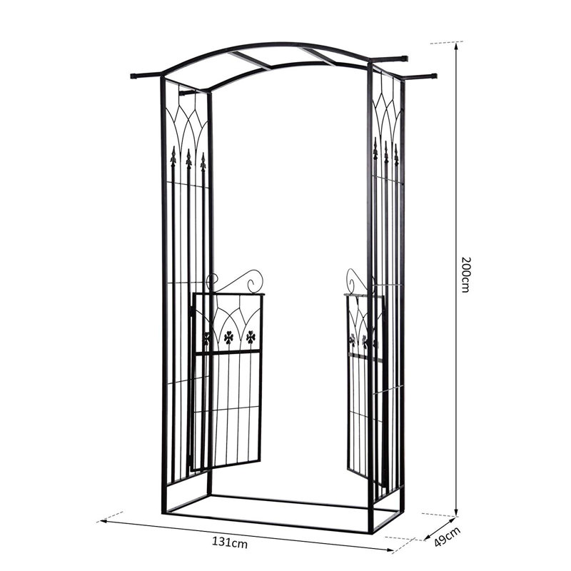 Tawanna 131cm W x 49cm D Metal Arbour Gate with Gate in Black