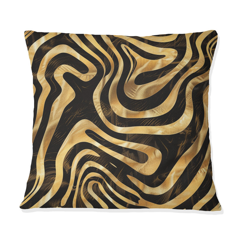 Coussin décoratif doré et noir Glam I - Glam, H 16 po x l 16 po