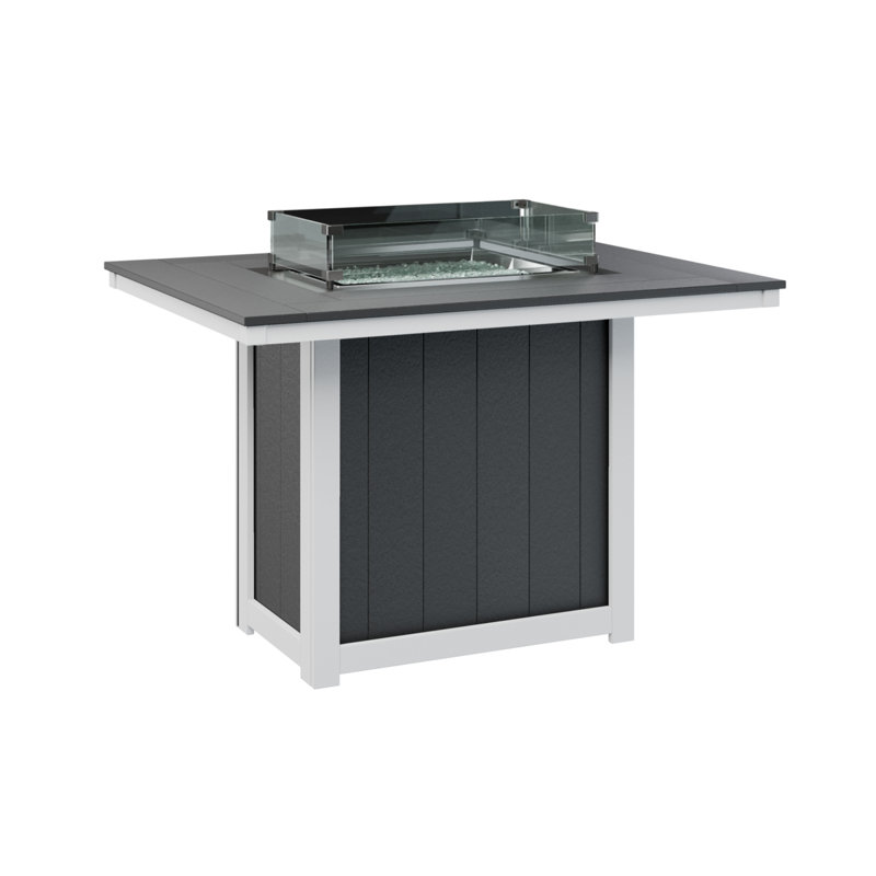 Berlin Gardens Donoma Rectangular Fire Pit Table, 36" H x 53.87" W x 41.37" D, Black