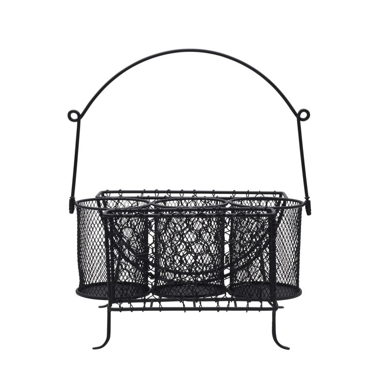 Black Stainless Steel Multi-Compartment Condiment Caddy
