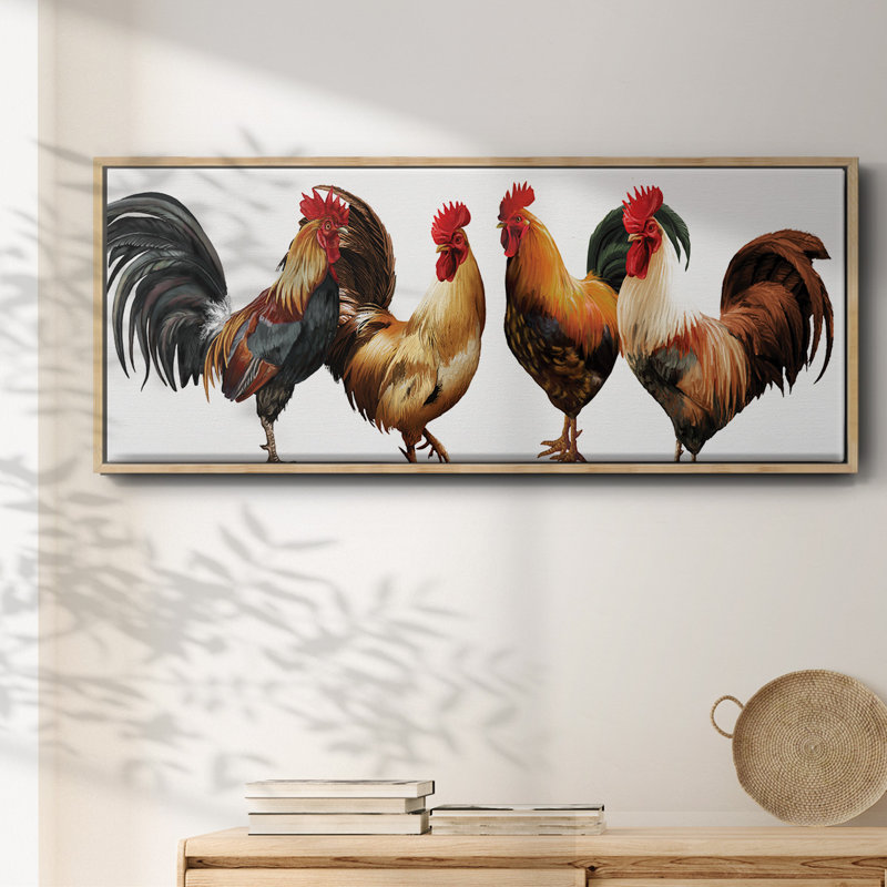 Rooster- Framed Canvas, 20" H x 50" W