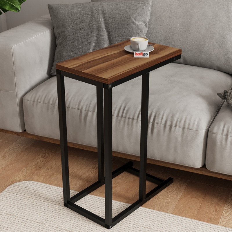 Ajamu Solid Wood C Table End Table, Walnut