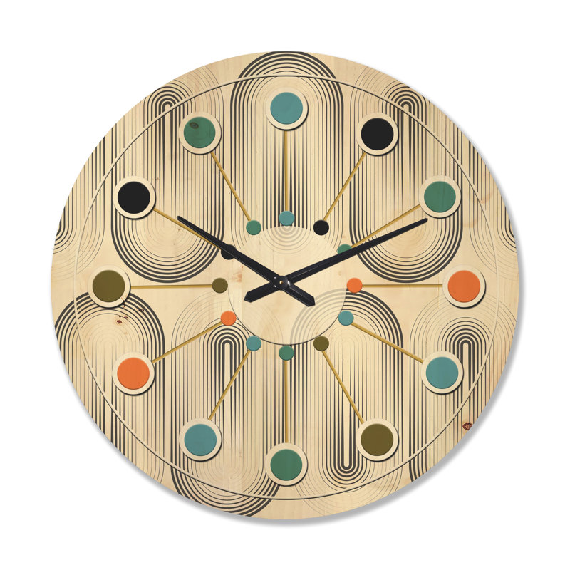 Horloge murale courbée en forme d'ornement géométrique minimal I, Très grand