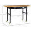 HOMCOM " Work Bench With Drawer, Height Adjustable Legs, Bamboo Tabletop Workstation Tool Table On Wheels  Garage, Weight Capacity  Lbs, Black/Natural