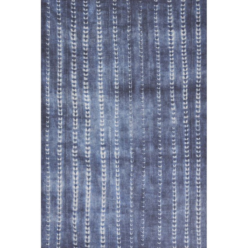 Denim Blue Flat Woven Rectangular Synthetic Area Rug