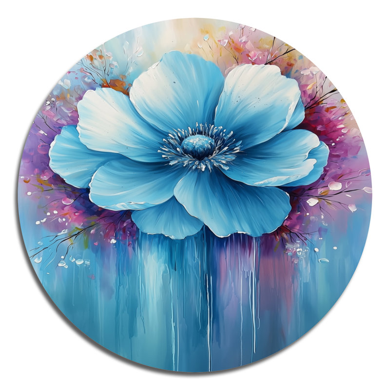 Radiance sous l'eau, pivoines aquatiques modernes I - impression d'art moderne en métal bleu, H 16 po x l 16 po