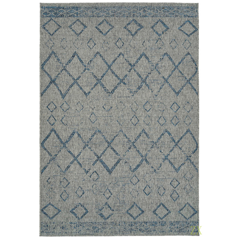 Tapis rectangulaire moderne, transitionnel, géométrique, sud-ouest, texturé
