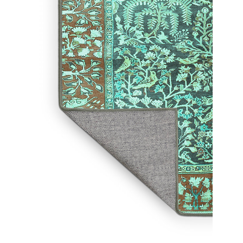 Tapis vert tissé à la machine / tissé à la machine, Rectangle 2 pi x 3 pi