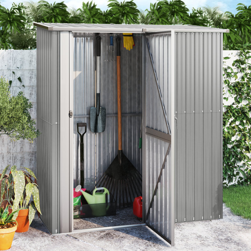 Vidaxl Garden Shed 71.1"X38.2"X82.5" Galvanized Steel, Gray