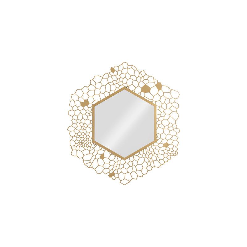Hexagon Honeycomb Mirror Brass