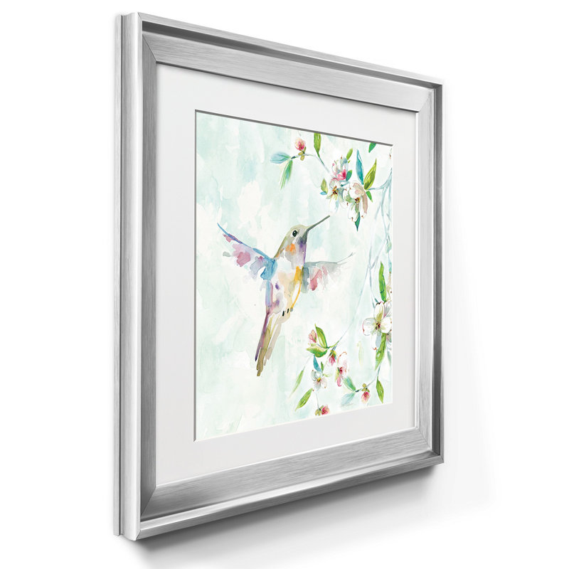 Colibri I - reproduction de l'histoire naturelle, passe-partout mat et encadré sous verre, ensemble de 2, art mural, Blanc