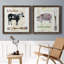 Vache dorée - ensemble de 2 peintures sur toile encadrées-1417209935-1417209929