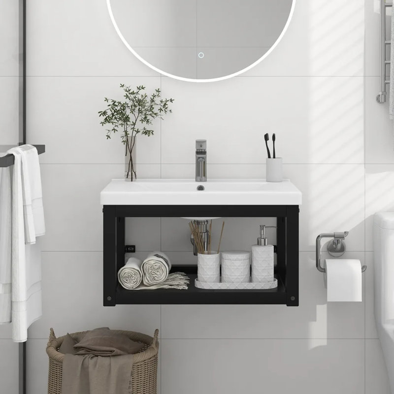 Heerad 59cm Single Bathroom Vanity Base Only, Black