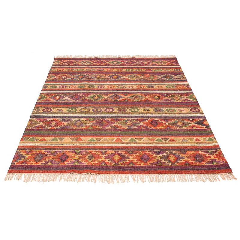 Jeu de couleurs magenta foncé Kilim, Rectangle 8 pi x 10 pi
