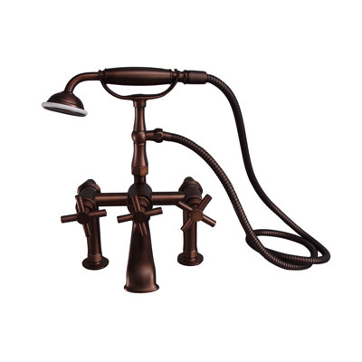 3 Handle Bathroom Clawfoot Tub Faucet with Diverter