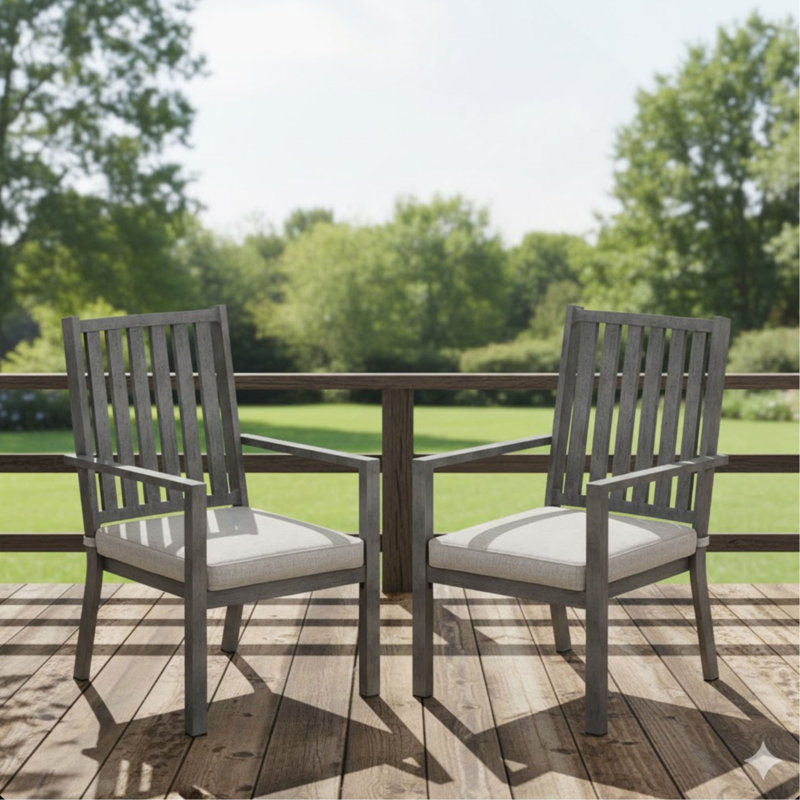Ensemble de 4 chaises de patio en aluminium toutes saisons de 23 po avec coussins gris épais et structure grise