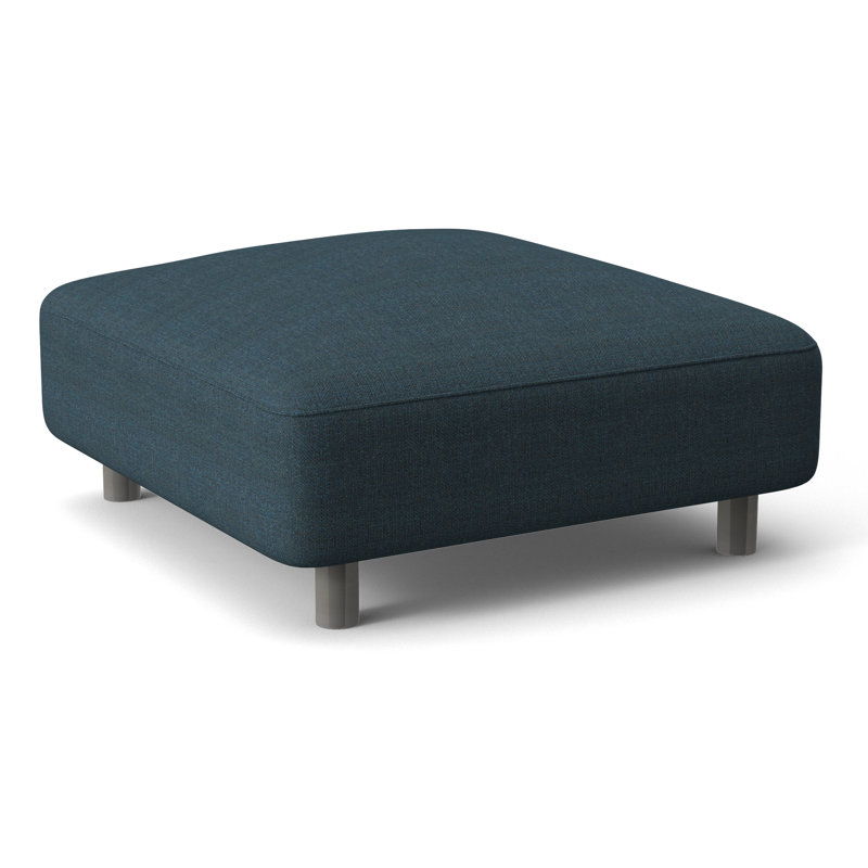 Avanni Outdoor Ottoman with Cushion, Light Grey Vinyl 6503-010, Silver