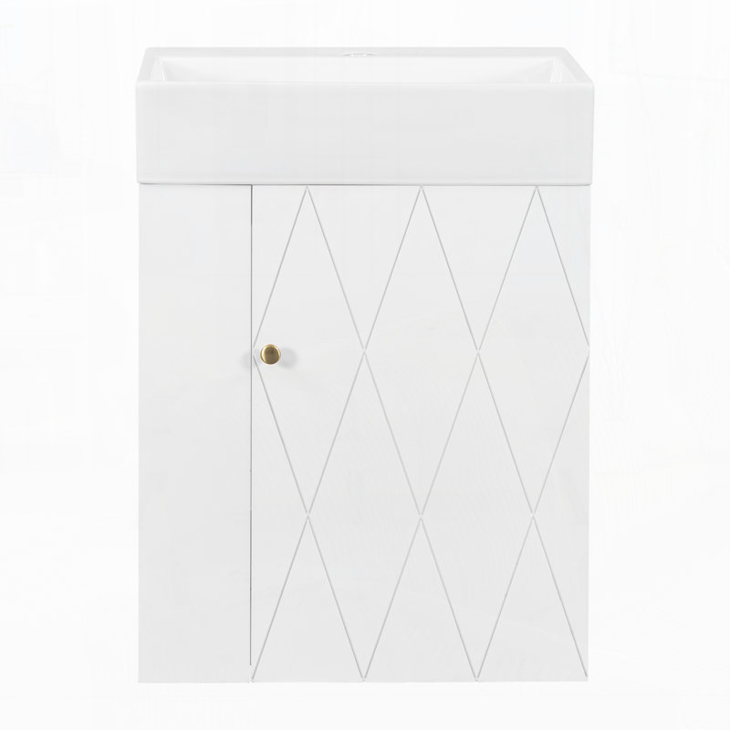 Meuble-lavabo 20 po avec lavabo en céramique, Blanc