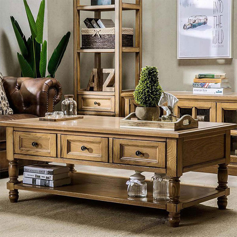 Table basse rétro en bois massif Retro, Brun pâle