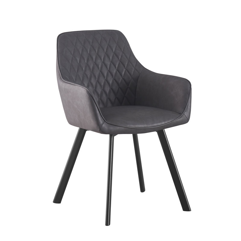  Modern Taylors Dark Grey Faux Leather Dining Chairs Set For Dining Room Furniture, 4