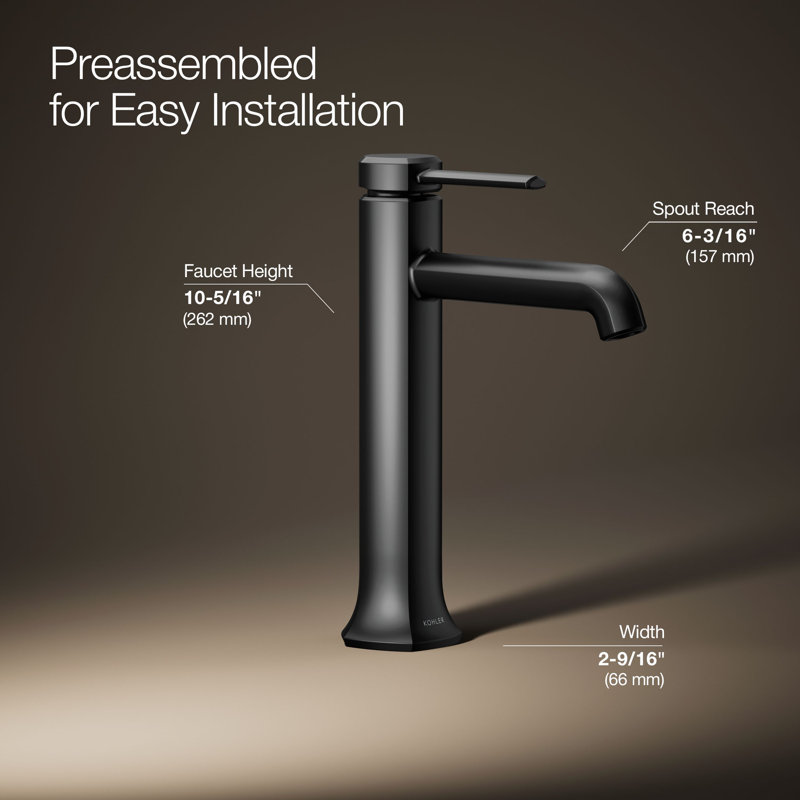 Occasion Tall Single-Handle Vessel Sink Bathroom Faucet with Drain Assembly, Matte Black, 1.2 GPM
