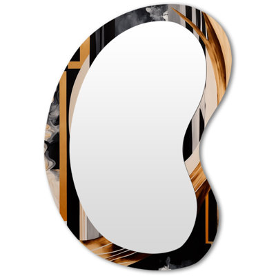Grand miroir mural doré moderne Art déco I - formes abstraites 3D