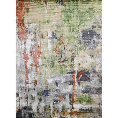 Area Rug in Gray/Green/Rust/Ivory