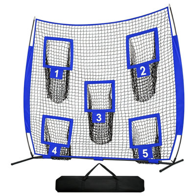 Filet de lancer de football, filet d'entraînement de football 7 x 7 pi avec cible de 5 lancers, équipement d'entraînement de quart pour améliorer la précision du lancer, inclus sac de transport, bleu