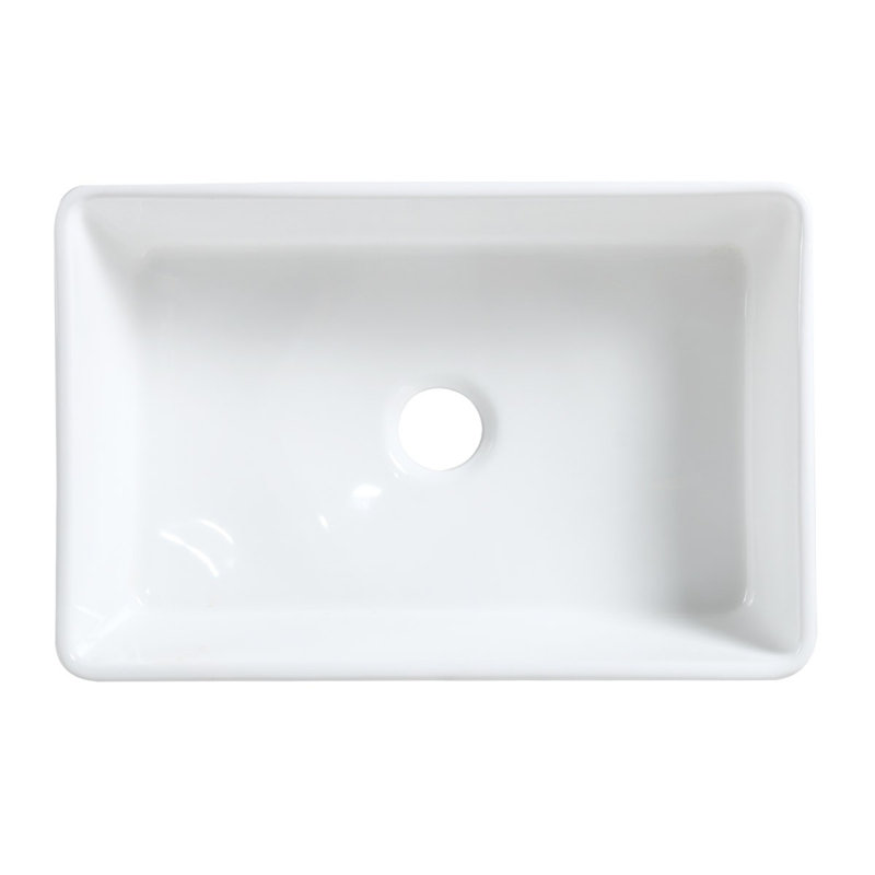 Évier de cuisine blanc rectangulaire en porcelaine encastrée Geneva Farmhouse