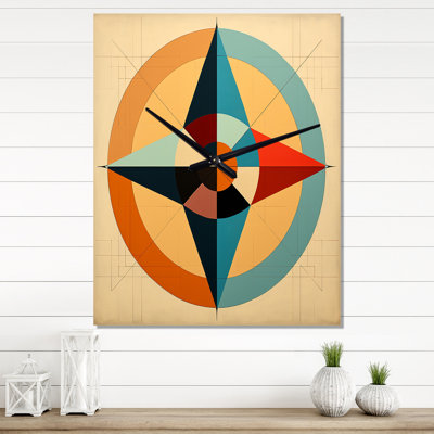 Mid-Century Compass Abstract Vintage Geometrics - Horloge murale abstraite Mid-Century