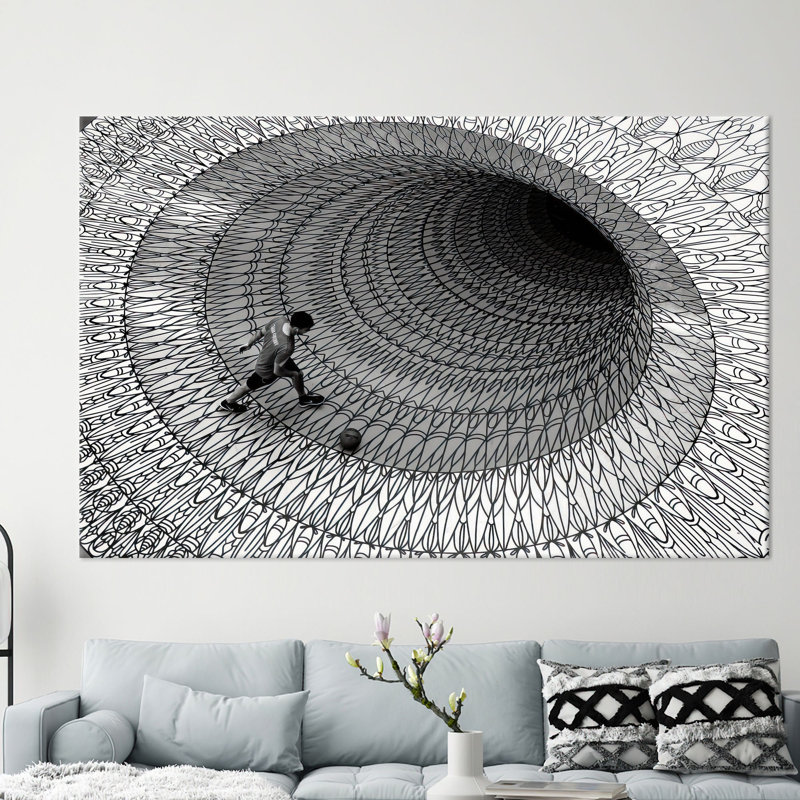 Art mural abstrait moderne d'inspiration optique avec effet 3D sur toile de coton, idéal pour la décoration intérieure et les amateurs d'art