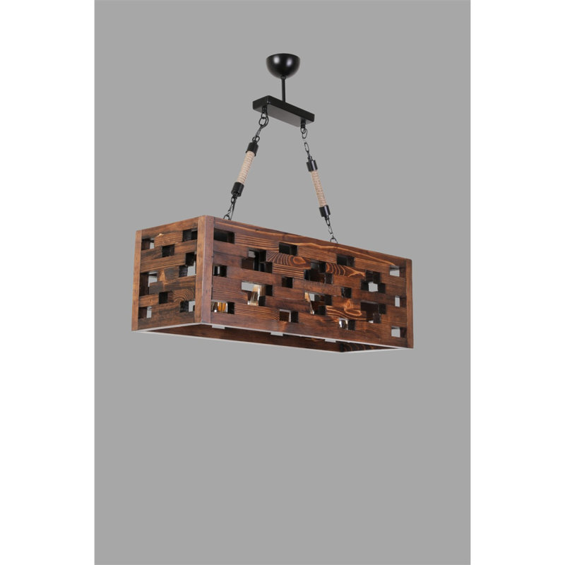 Lustre rectangulaire à 4 lumières Collier, Noyer