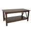Table basse rectangulaire en bois de pin massif avec tablette de rangement - brun foncé