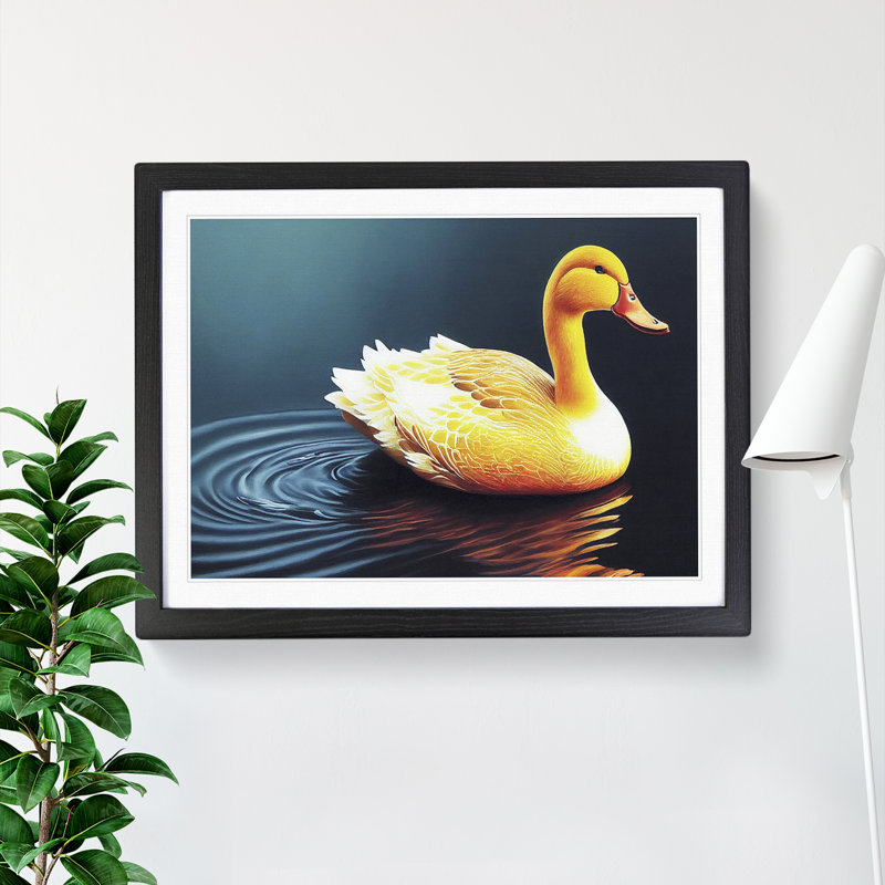 Masterful Duck - Single Picture Frame Painting, 46cm H x 64cm W x 2cm D, Black