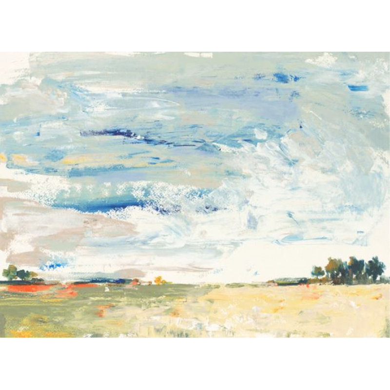 Sunny Pasture Print by Sara Brown, 24" H x 33" W x 1.5" D, Glass Coat