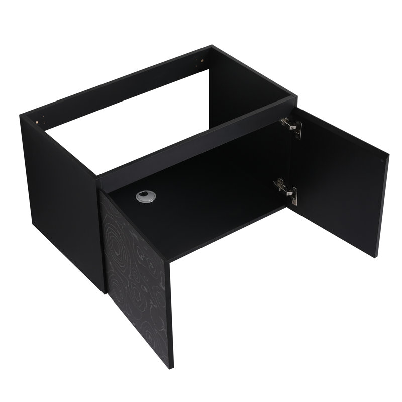 30'' Bathroom Vanity With Ceramics Sink & Soft-Close Door. Modern Style. 2-Door. Black. Made Of Plywood Sink. 2 Door Cabinet.