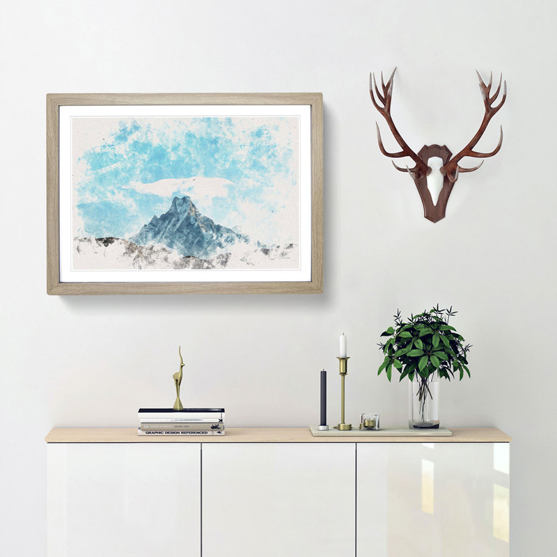 Fishtail Mountain in Nepal - Picture Frame Painting Print, 36cm H x 48cm W x 2cm D, Oak Framed