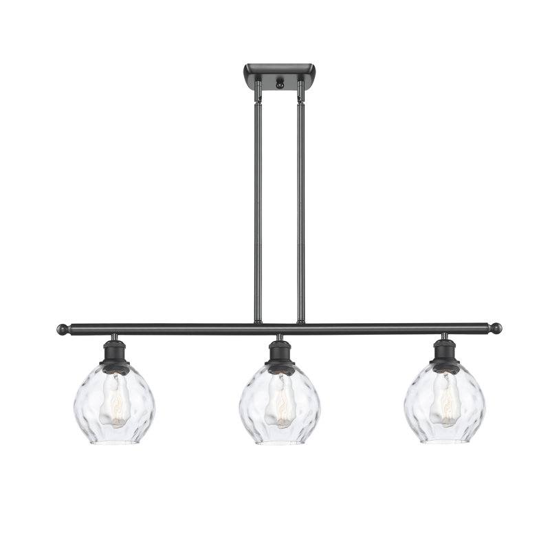 Jaron 3 - Light Kitchen Island Pendant, 6 Watt Vinage LED Bulb, Matte Black