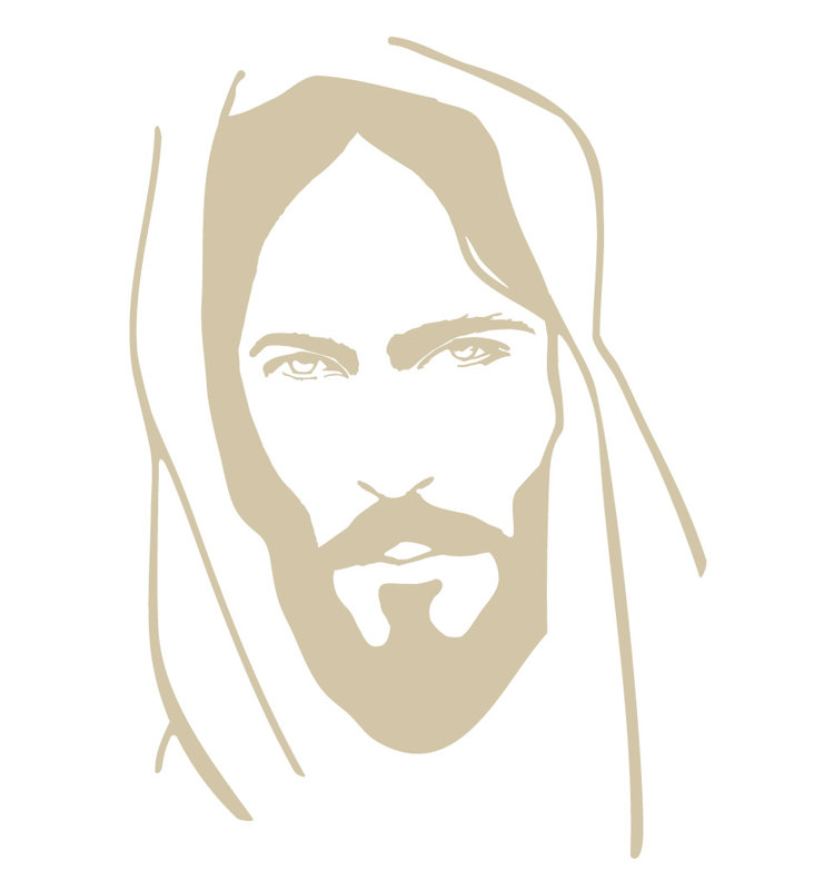 Décalcomanie murale face of jesus, H 48 po x l 33 po x P 0,01 po, Beige