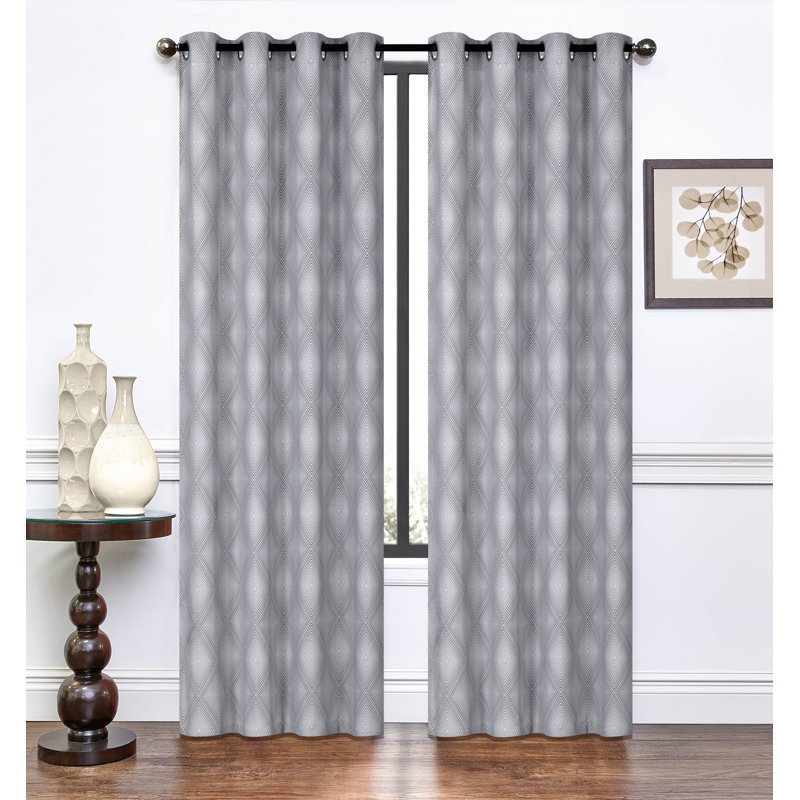 Panneau de rideau semi-diaphane avec œillets Weathers, Gris / Argent