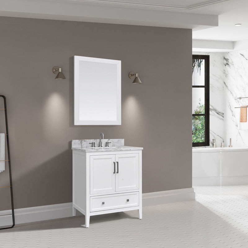Everette 30'' W Single Bathroom Vanity Base, White