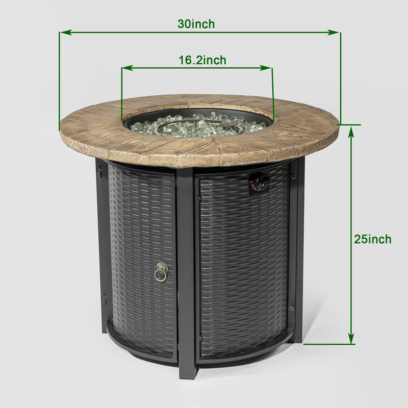 Round Fire Pit Table with Lava Rocks