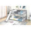 Lit double superposé au-dessus, gris - avec lit coulissant rétractable extensible et pliable