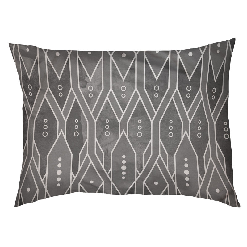 Coussin décoratif trellis, Petit (L 18 po x l 28 po), Gris, Utilisation intérieure seulement