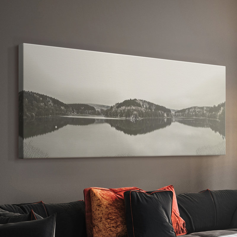 Paysage, série DVII, toile tendue avec châssis, prête à être accrochée, H 20 po x l 50 po